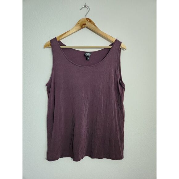 Eileen Fisher Plum Purple Silk Tank Top | Size L - Picture 2 of 9